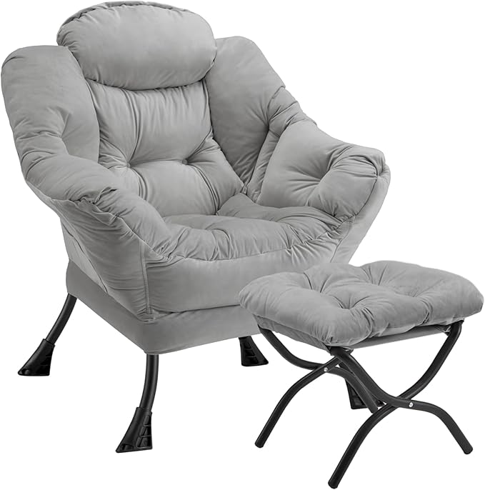 Silla perezosa con silla otomana plegable moderna y grande,