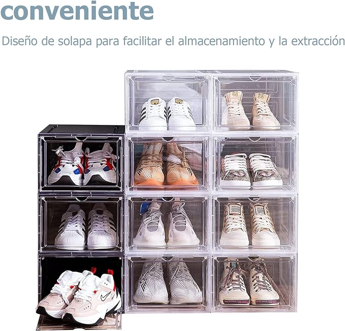 Zapateras Apilables transparentes,Paquete de 6 cajas