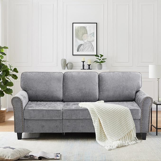 Sofa  Sala de 3 Plazas  Sillon  Lino Marco  Patas  Madera