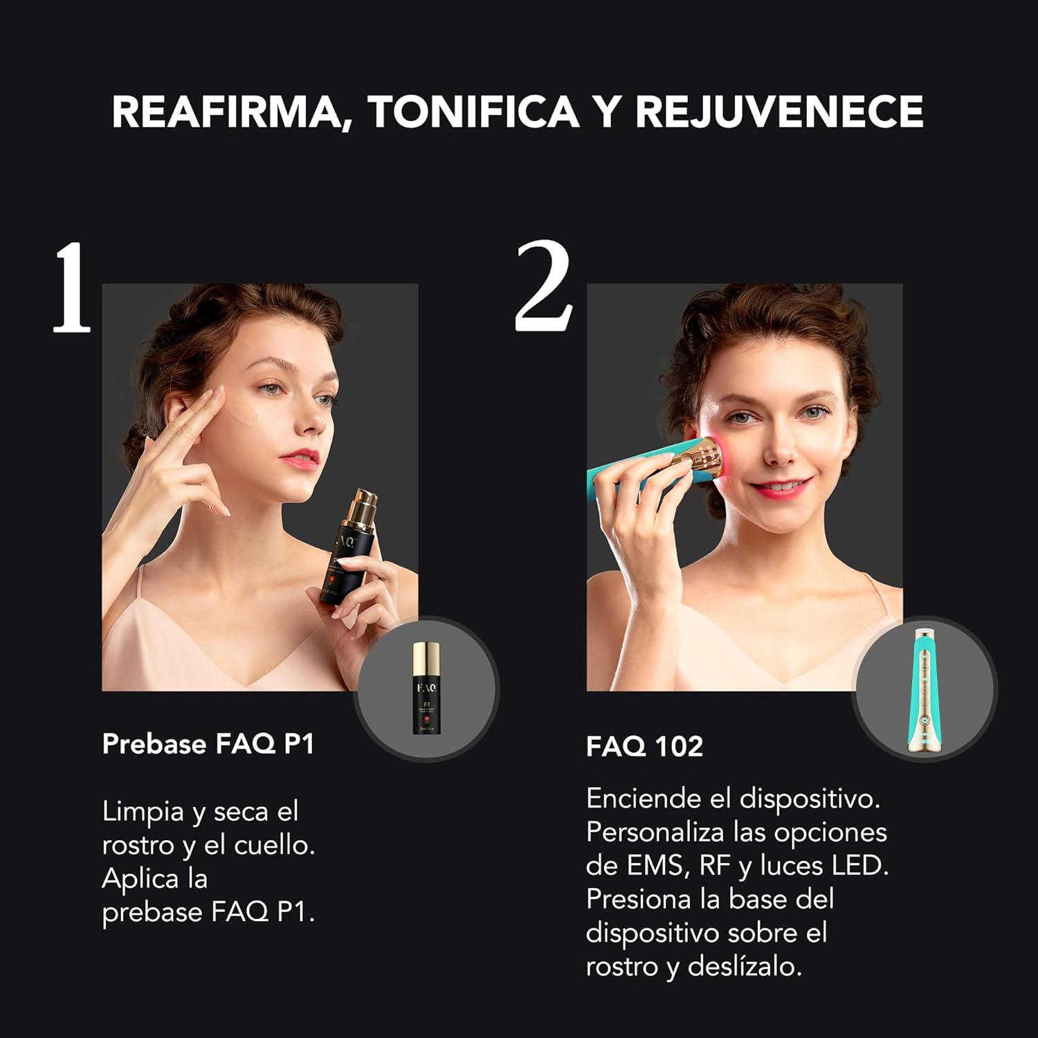 Masajeador facial EMS, RF y terapia de 8 luces LED