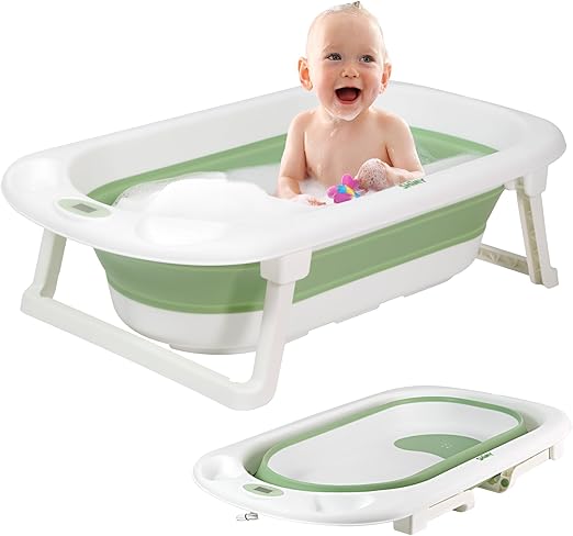 Tina de Baño para Bebé Plegable con Termómetro