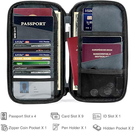 Cartera de Viaje para Pasaporte, Bolsa bastante Espacioso de Familia