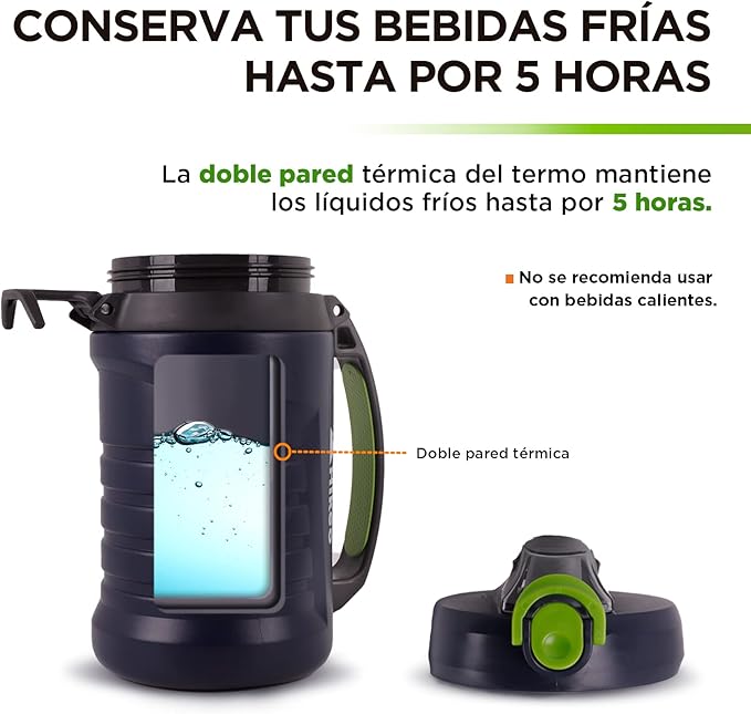 Botella de Agua Grande para Deportes, Mantiene las Bebidas Frías