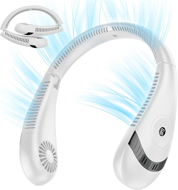 Ventilador de Cuello Portátil, 3 Velocidades de Viento,