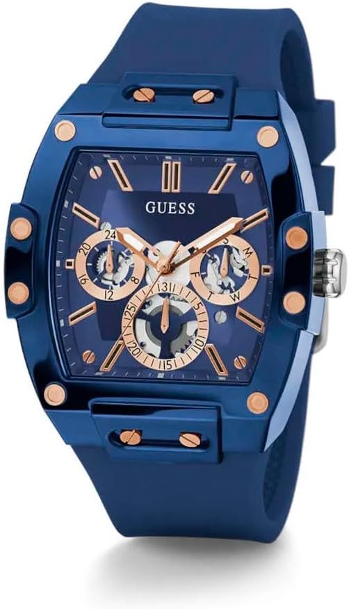 Reloj multifunción de silicona para hombre, tono oro