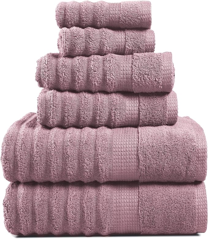 LANE LINEN Luxury Ribbed Bath Towels – 100% Cotton