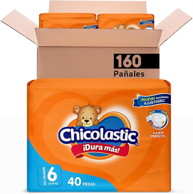 Chicolastic Classic Pañales, Talla XXG/6, 160 pañales