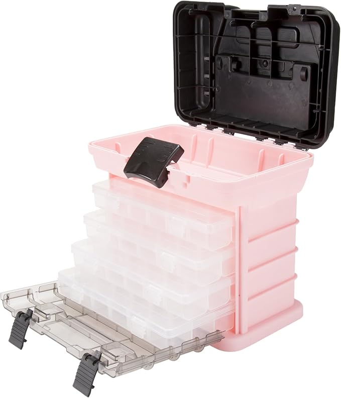 Caja de herramientas estilo estante con 4 organizadores