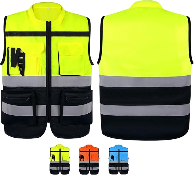 Chalecos Reflejante con Bolsillo Multiusos y Bandas Reflectantes