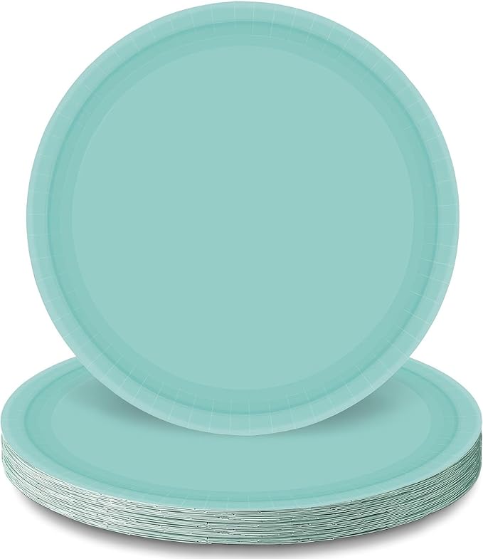 Platos redondos desechables para fiestas, Azul pastel,