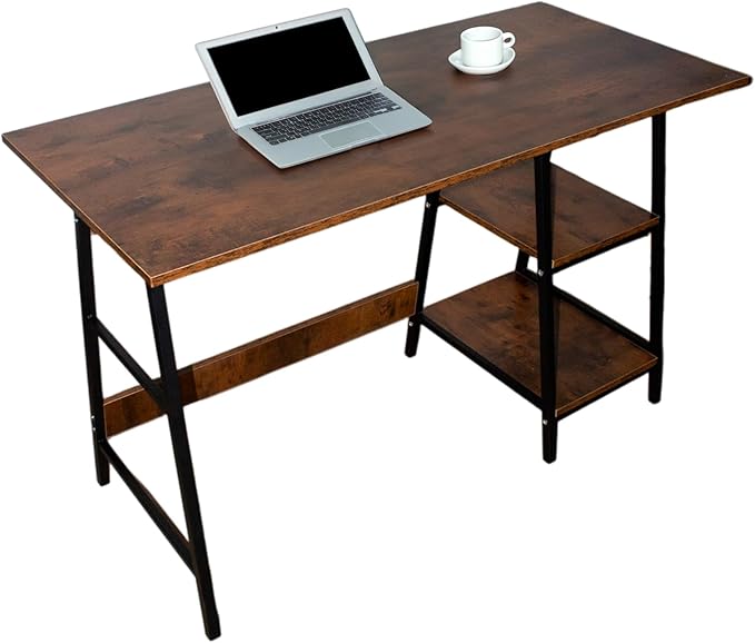 Escritorio Moderno de Metal y Melamina Café para Oficina