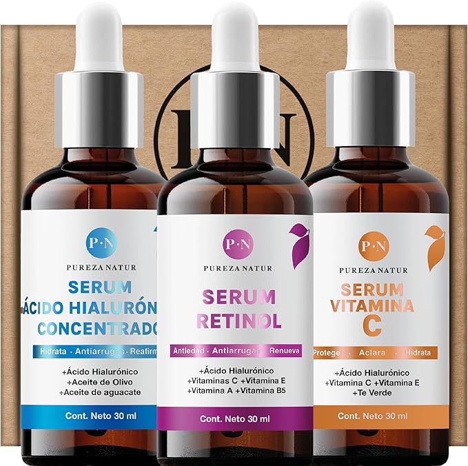 Hialurónico, Vitamina C y Retinol anti edad