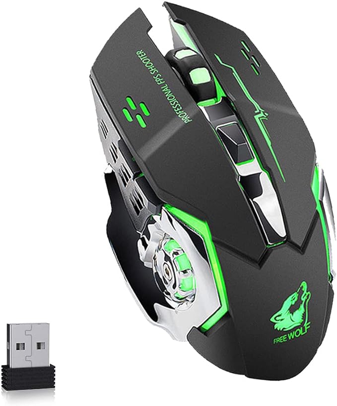 Mouse Inalámbrico Recargable Ratón Óptico 6 Botones