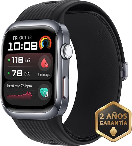 Smartwatch con Pantalla AMOLED de 1.82″, Monitoreo de Presión Arterial,