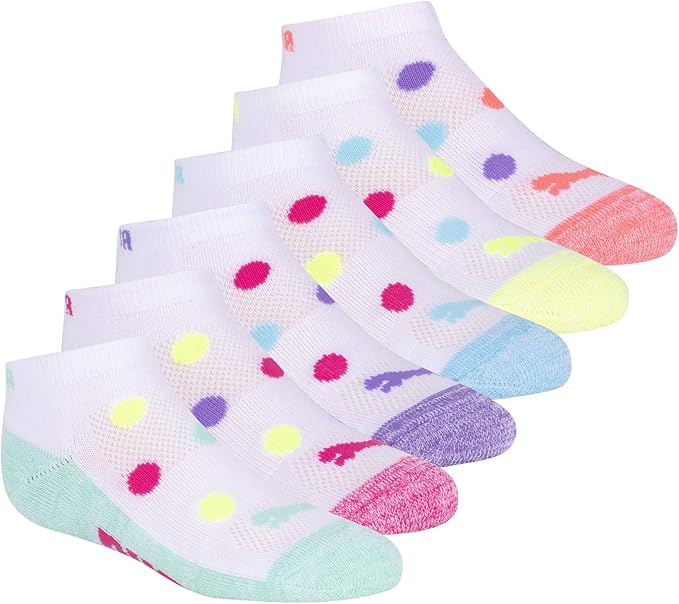 PUMA Girls’ 6 Pack Low Cut Socks