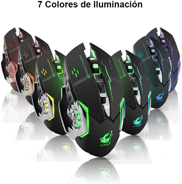 Gaming Mouse Inalámbrico Recargable Ratón Óptico 6 Botones