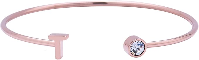 Pulsera para Mujer con Inicial Letra tipo Brazalete, Acero Inoxidable