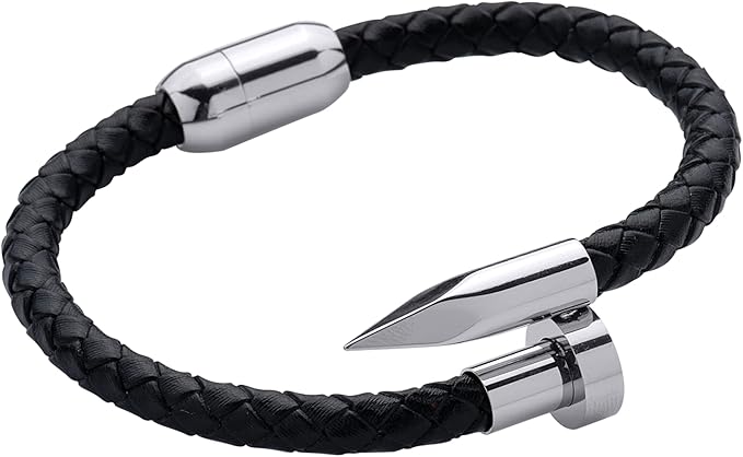 Pulsera Hombre de Clavo, Brazalete de Cuero Piel Vegana