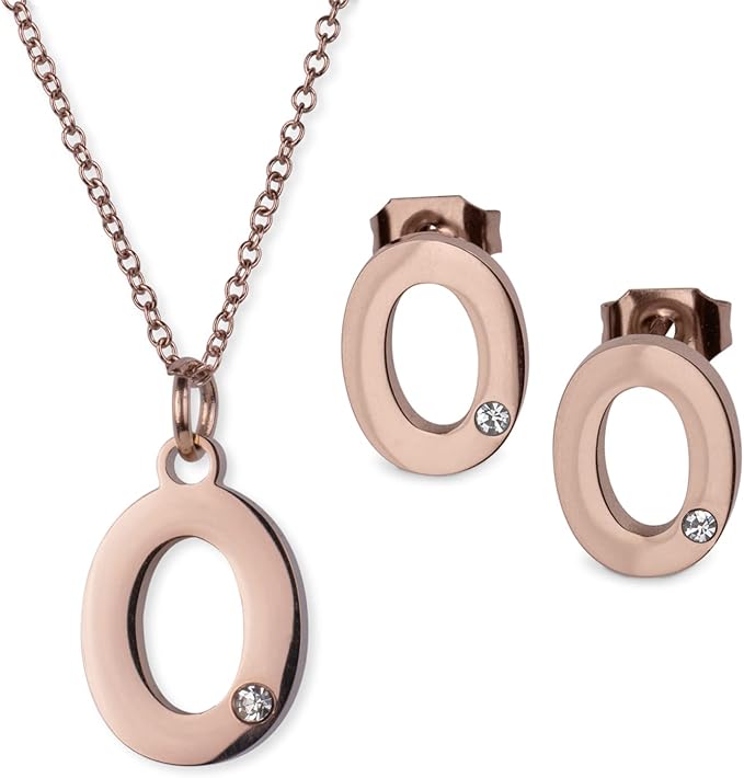 Set de Joyería  Mujer de Iniciales Acero Inoxidable Baño  Oro
