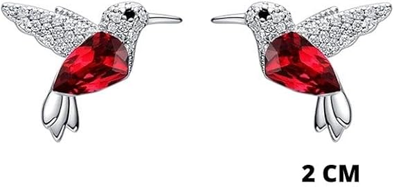 Aretes para mujer tipo broquel en forma de colibri