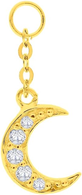BIZZARRO Charm Luna en Oro 14K con Zirconias