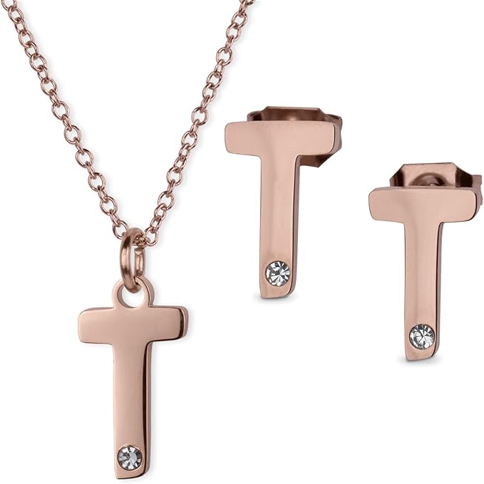 LuckyLy Set de Joyería para Mujer de Iniciales, Acero Inoxidable