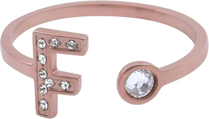 LuckyLy Anillos de Mujer de Inicial Letra Ajustables, Acero Inoxidable