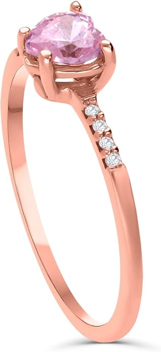 Anillo en Oro Rosa 14K con Zirconia de corazón