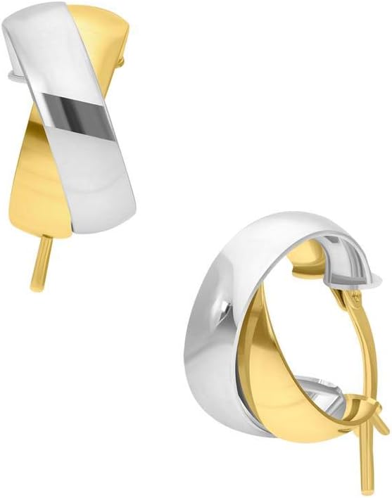 BIZZARRO Arracadas Dobles de Oro Bicolor 14K