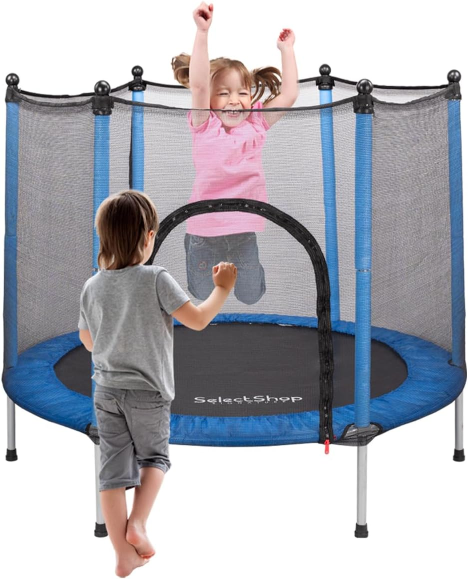 Trampolín Pequeño De 60 Pulgadas Con Red De Seguridad Y Un Aro De Baloncesto De Color Amarillo Y Azul Para Interiores O Exteriores Regalo De Trampolín Pequeño De 60 Pulgadas Con Red De Seguridad Y Un Aro De Baloncesto De Color Amarillo Y Azul Para Interiores O Exteriores Regalo De