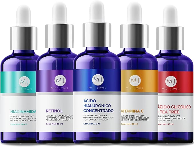 Kit sueros faciales Acido Hialurónico, Retinol, Vitamina C + E