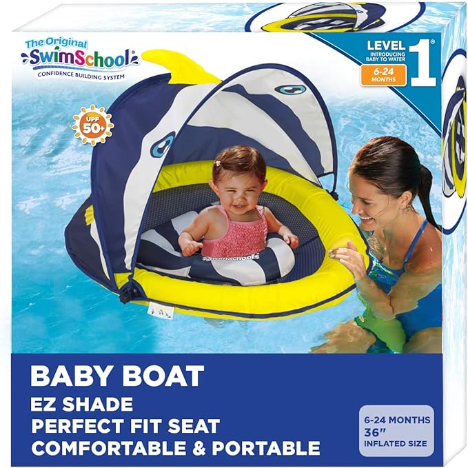 SwimSchool Deluxe Baby Float with Adjustable Canopy – 6-24 Months