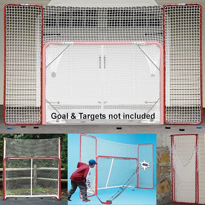 EZGoal Backstop de Hockey, Color Rojo y Blanco
