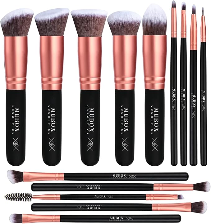 14 Brochas de maquillaje kabuki Rose Gold Profesionales
