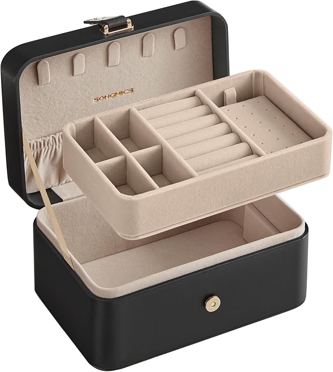 SONGMICS Caja Joyero de 2 Niveles