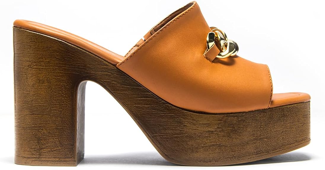 Sandalia de Tacón Ancho para Mujer con Diseño Liso