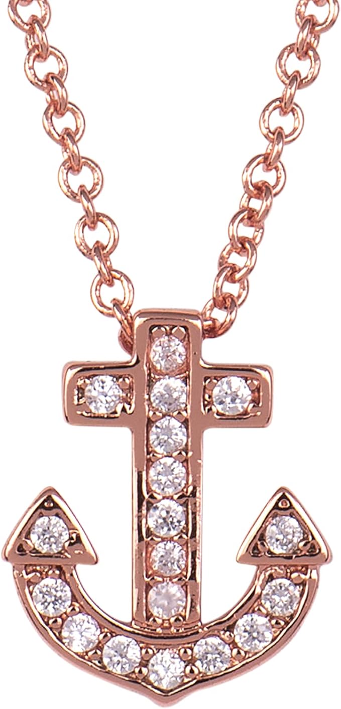 LuckyLy Collar para Mujer de Ancla con Zirconia Cúbica,