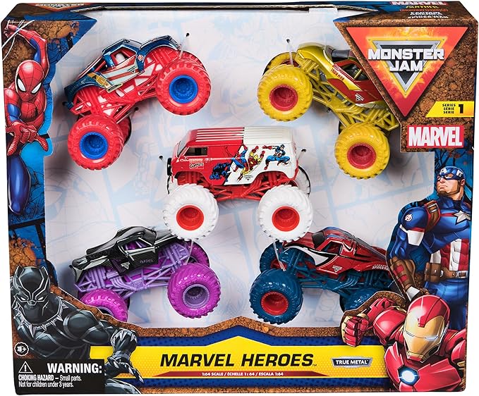 Monster Jam Marvel Heroes, Paquete de 5, Spider-Man,