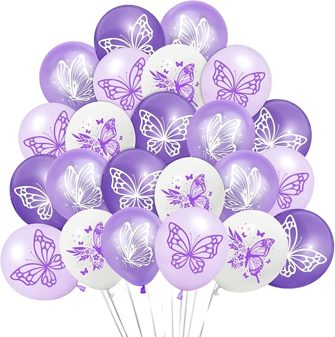 24pcs Globos Mariposa Cumpleaños Decoraciones,