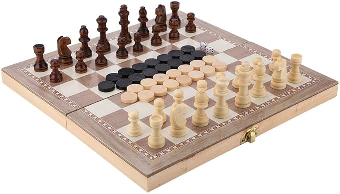Hakeeta Juego  Ajedrez 3 en 1 y Damas y Backgammon