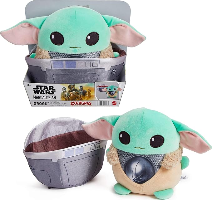 Mattel, Star Wars, Peluche Grogu en Cochecito, para niños