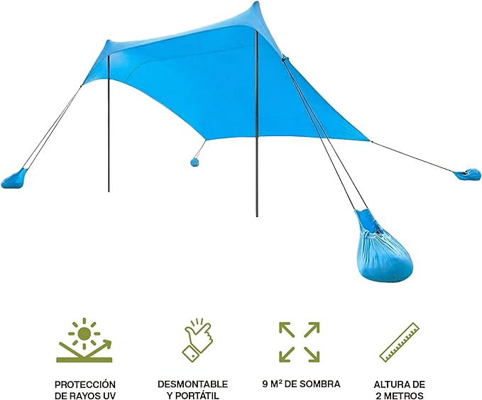 Toldo para Playa Portátil con Protección UPF 50