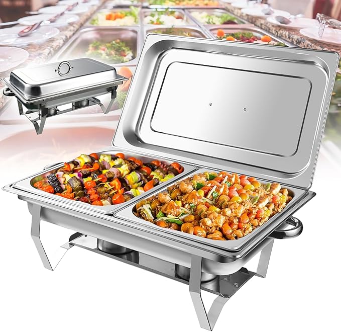 Bufetera Plegable De Acero Inoxidable con 2 Bandejas, 11L