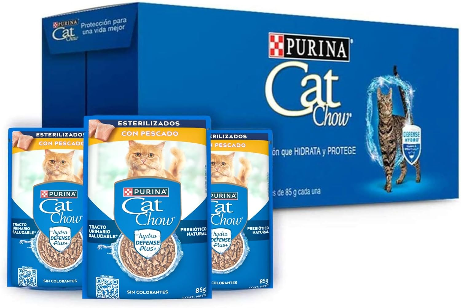 24 Sobres Cat chow gatos esterilizados pescado