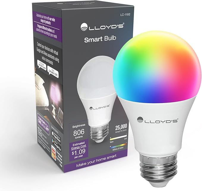 LLOYDS, Foco Inteligente WiFi, Multicolor + Luz Blanca