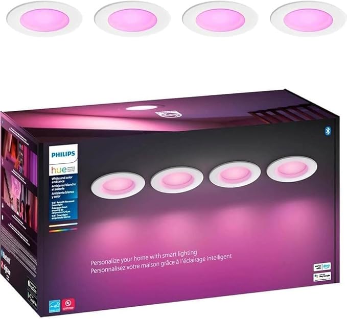 Philips Hue 4 Empotrados Inteligentes -Luz Multicolor