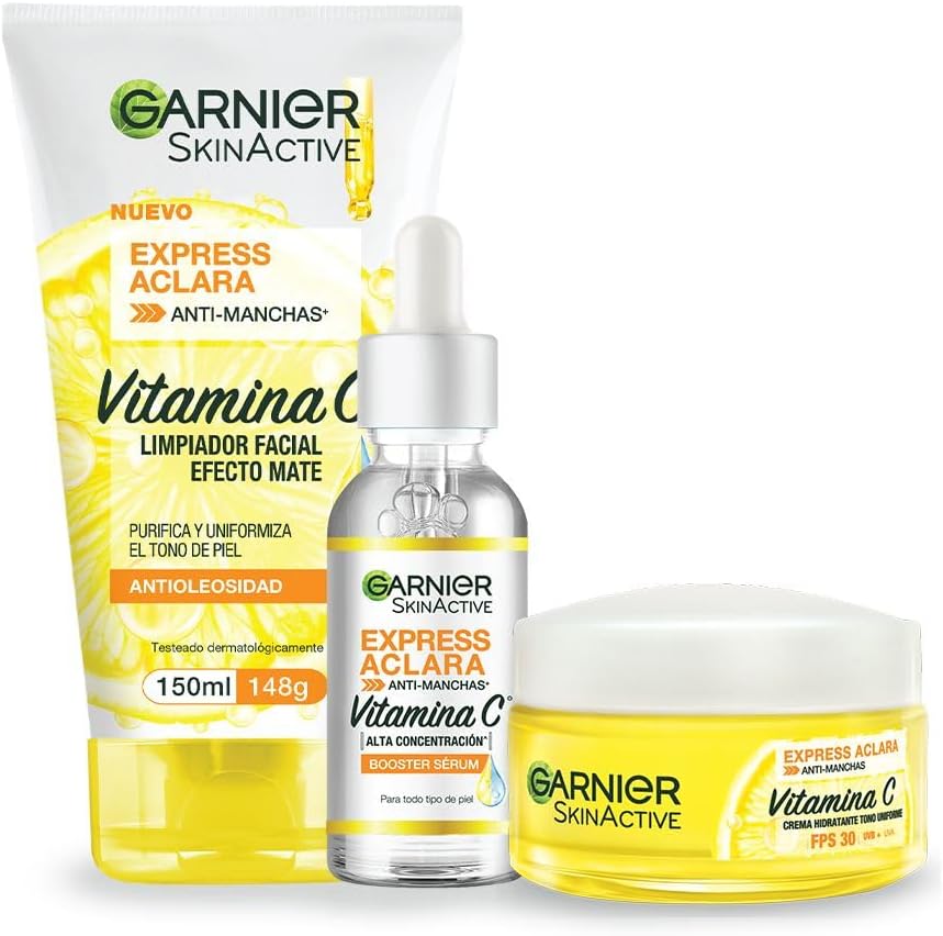 Kit Garnier Express Aclara Rutina anti manchas con Vitamina C