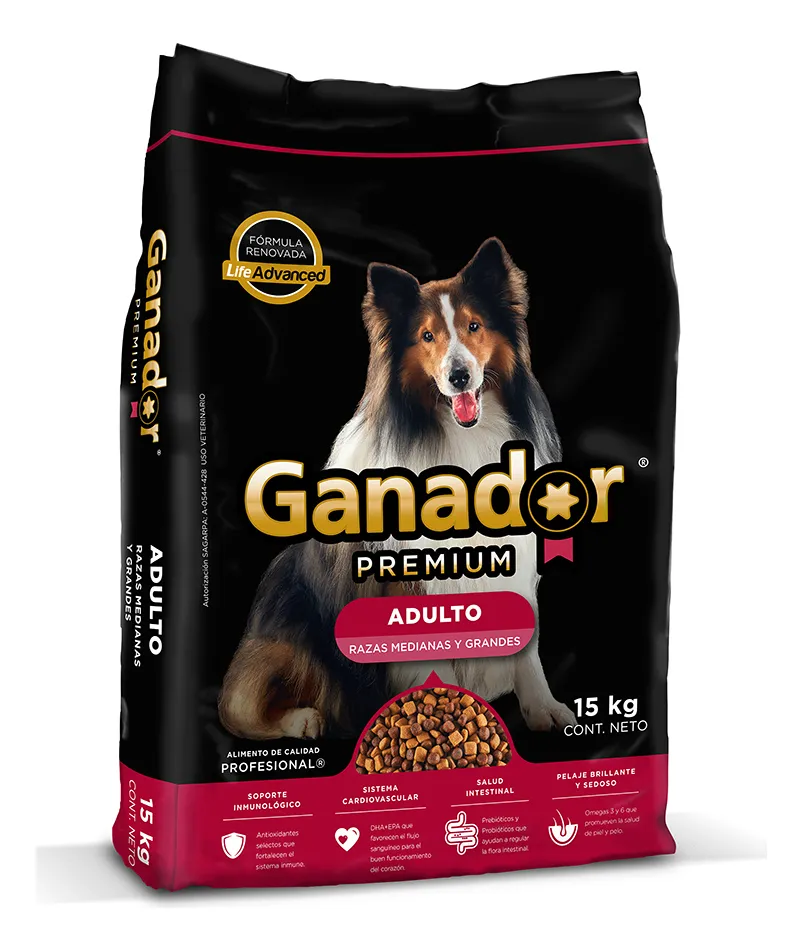 Croqueta Ganador Premium Costal 15 Kg Adulto