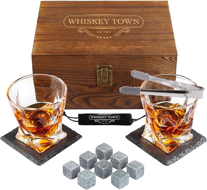 Set  Regalo con Vasos de Vidrio Vintage Swirl para Whisky