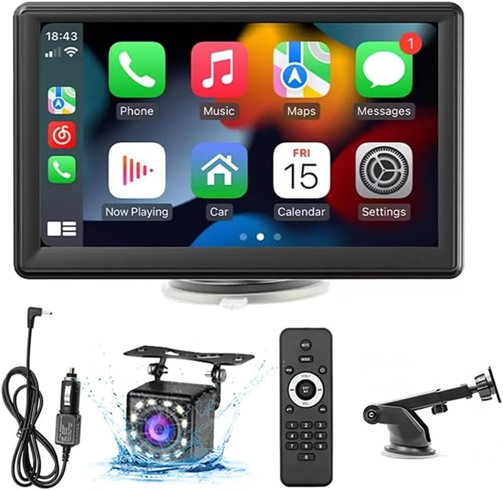 Pantalla Inalámbrica para Coche, Apple Carplay & Android Auto/Mirror Link